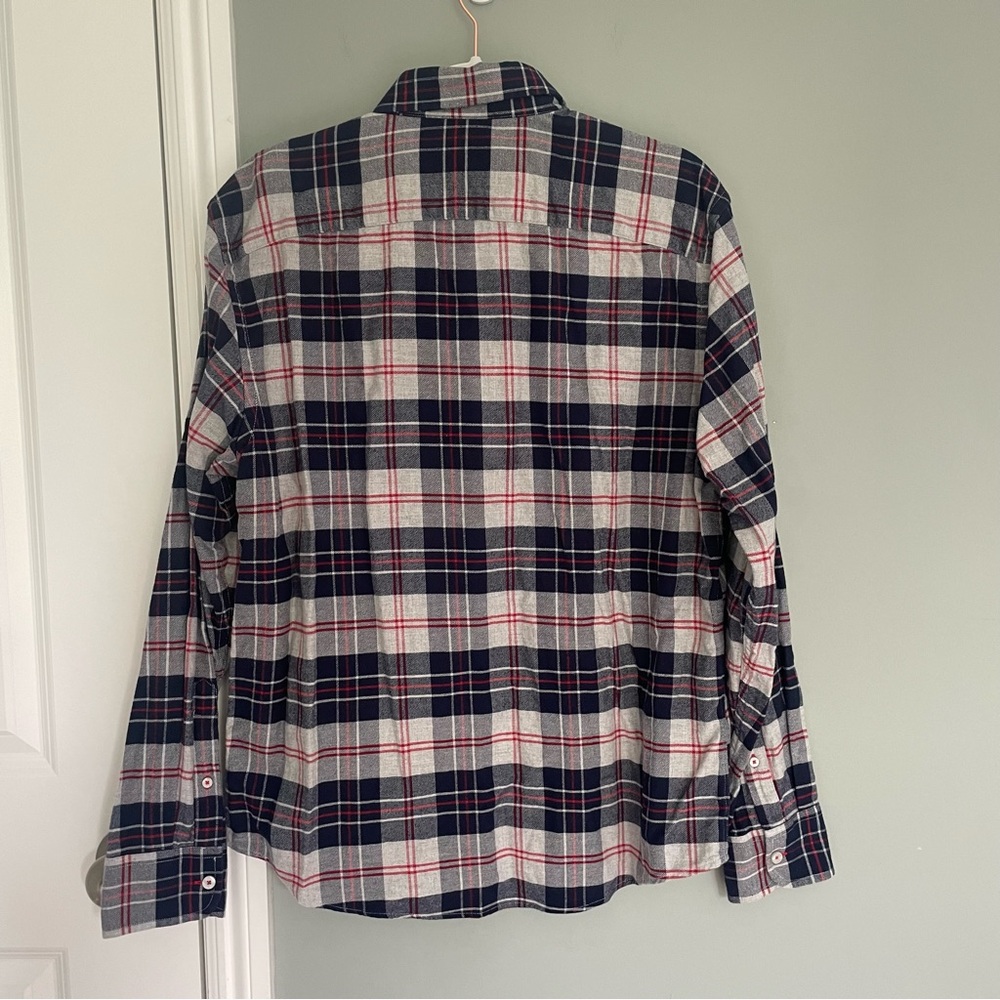 UNTUCKit "Campeneta" 100% Cotton Blue Red Gray Plaid Long Sleeve Flannel Shirt - Picture 8 of 12